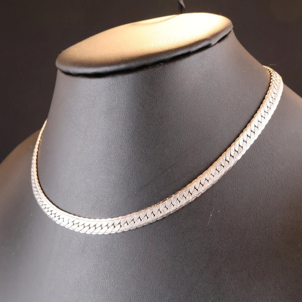 Vintage MONET Thick Silver Tone Textured Collar 16" Necklace 1990's